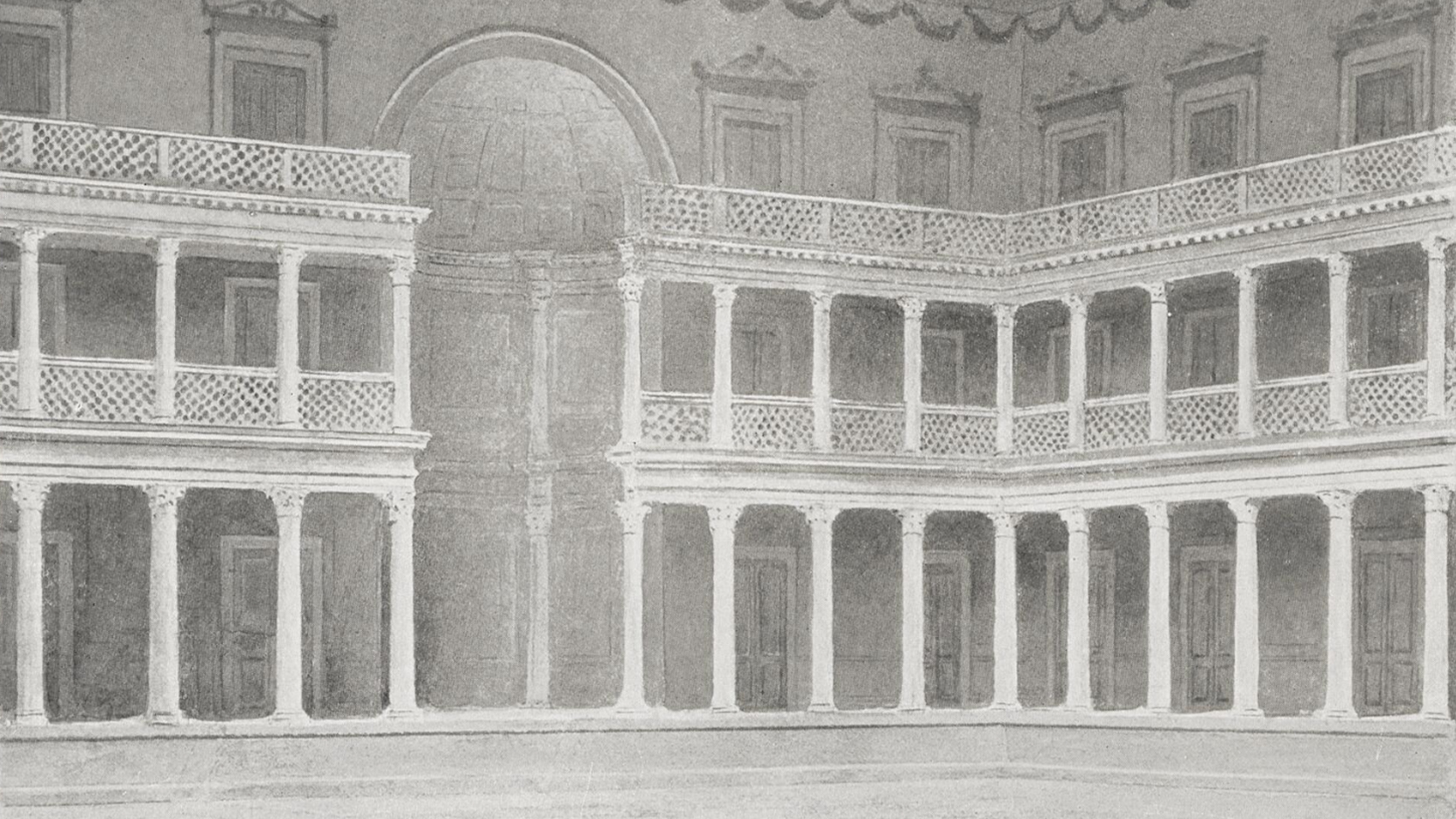 Archaeological restoration study of the library interior from Forschungen in Ephesos, Band 5,1 (1953)
